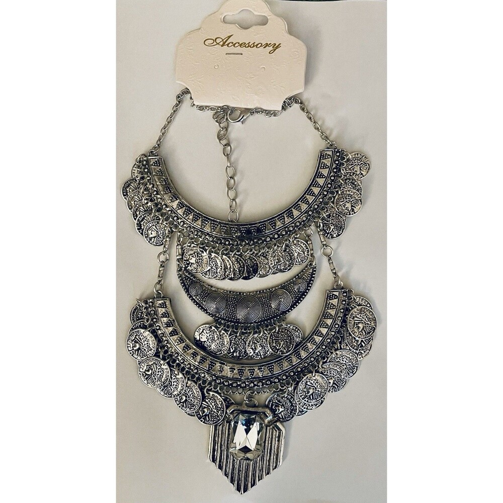 Bohemian Necklace  Choker Ethnic Statement Large Collar Pendant Gypsy NWT